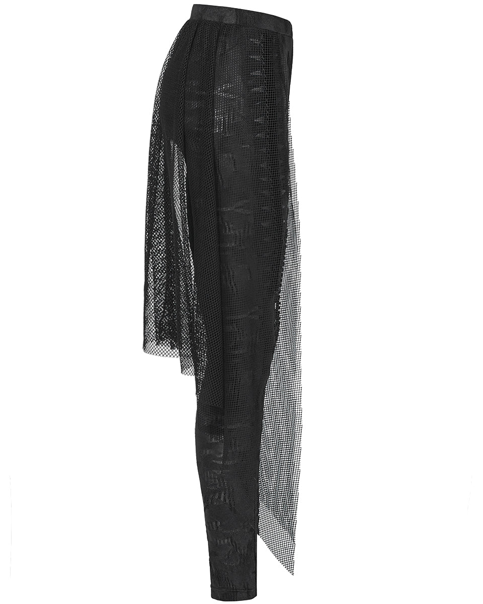 WK-424 Womens Apocalyptic Gothic Half-Skirt Leggings - Black