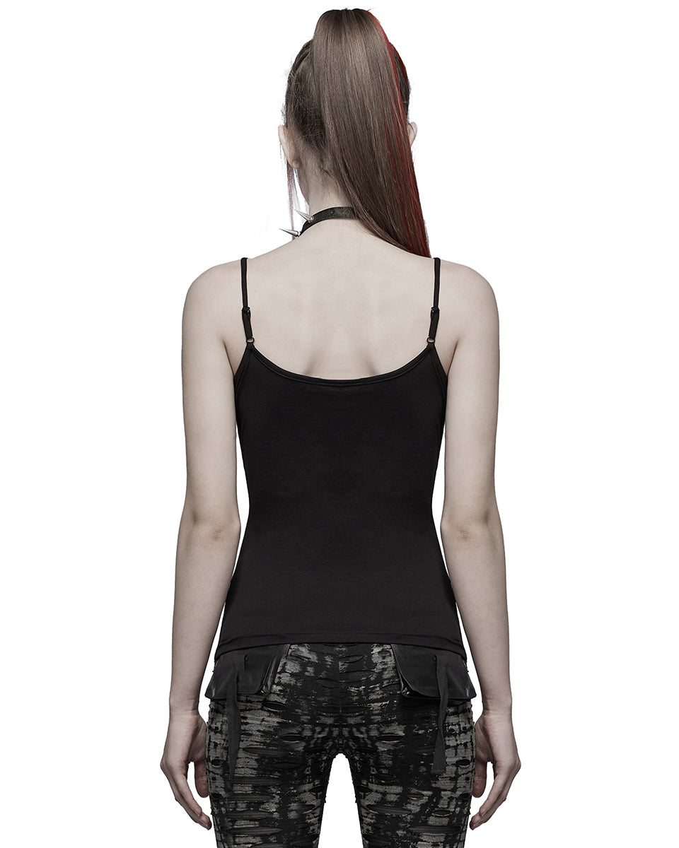 WT-693 Skullshadow Womens Gothic Tank Top Vest - Black