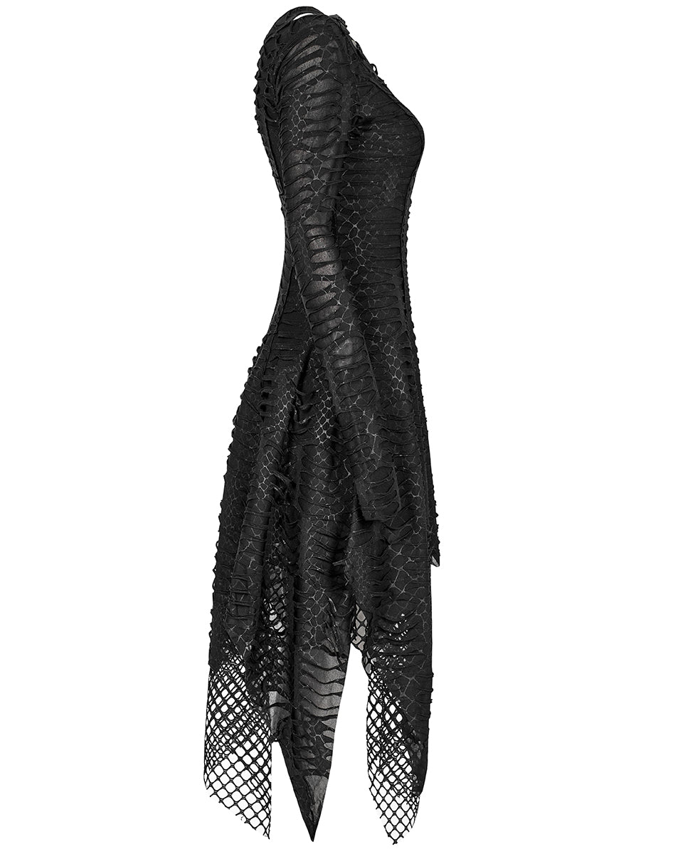 WQ-479 Womens Dark Apocalyptic Layered Mesh Dress