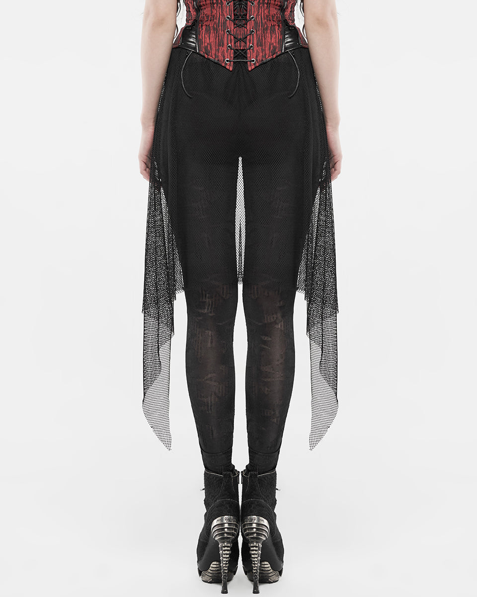 WK-424 Womens Apocalyptic Gothic Half-Skirt Leggings - Black