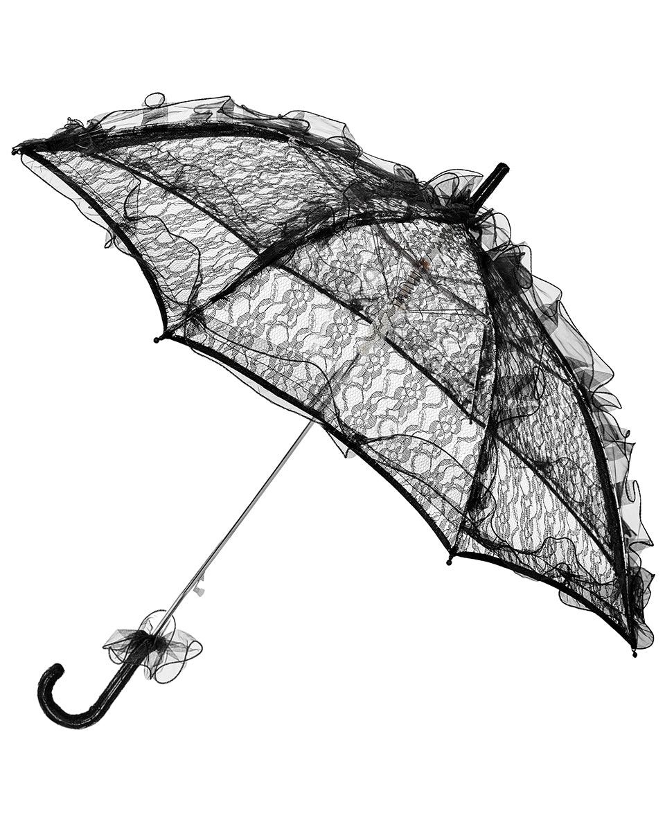 WS-548 Gothic Lolita Sheer Lace Ruffle Parasol