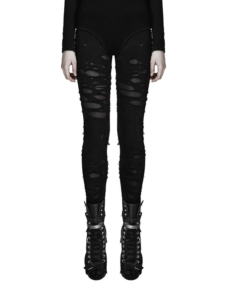 K099 Corrosion Womens Shredded Dieselpunk Leggings - Black
