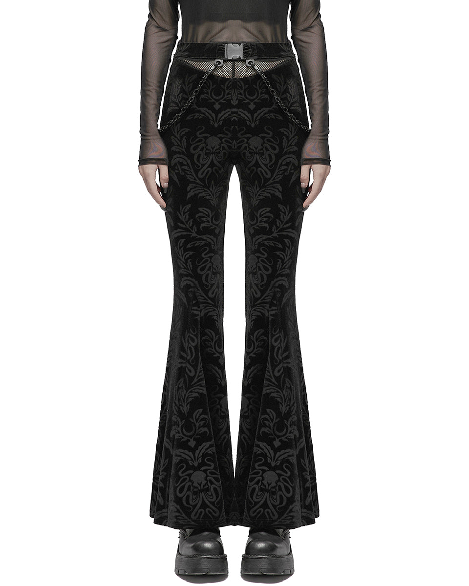 OPK-476 Daily Life Casual Baroque Gothic Velvet Flared Pants