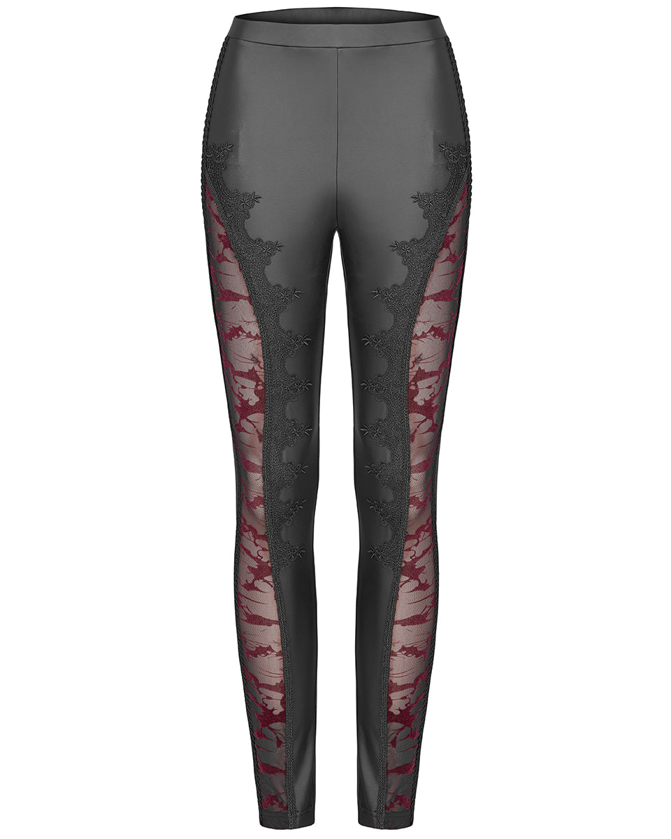 WK-463 Gothic Leggings - Black & Red