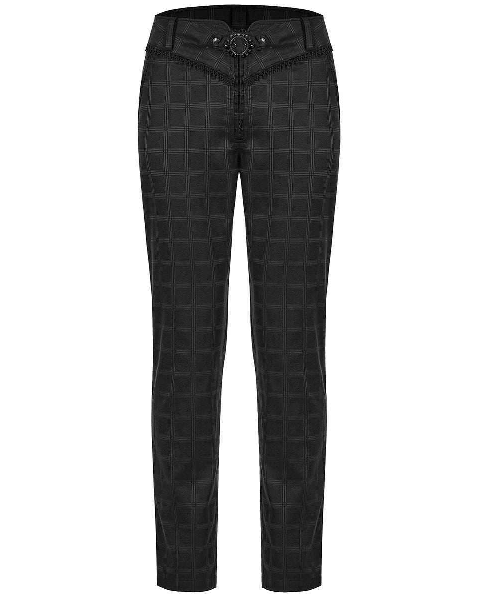 WK-528 Mens Dark Gothic Plaid Dress Pants