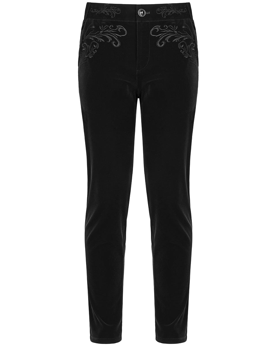 K442 Lisanthium Mens Gothic Regency Dress Pants - Black Velvet Punk Rave K442 Lisanthium Mens Gothic Regency Dress Pants - Black Velvet Punk Rave