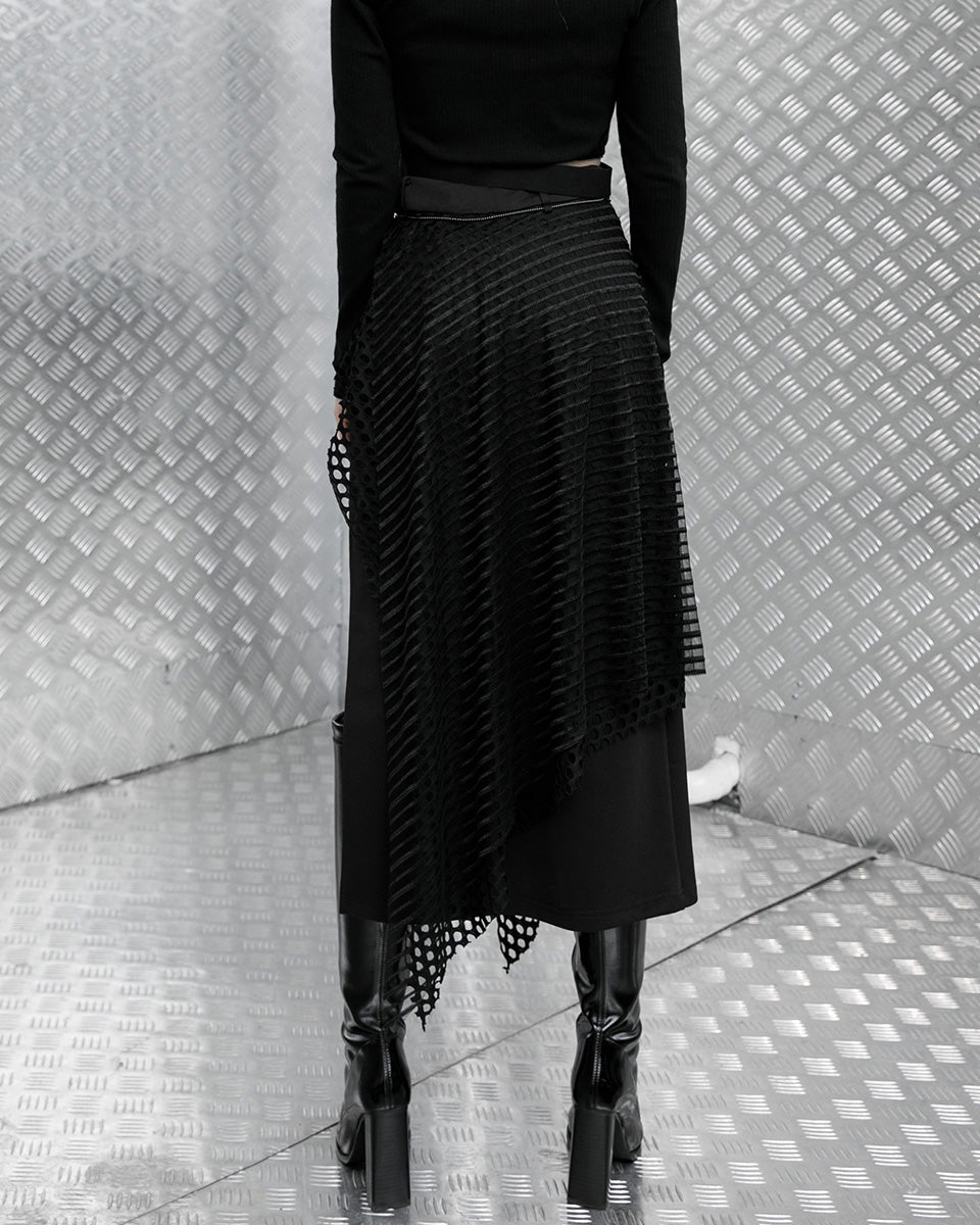OPQ925 Daily Life ElectroBionic Layered Split Leg Skirt
