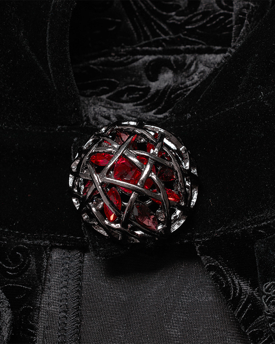 WY-1378 Mens Gothic Vampire Flocked Velvet Cloak