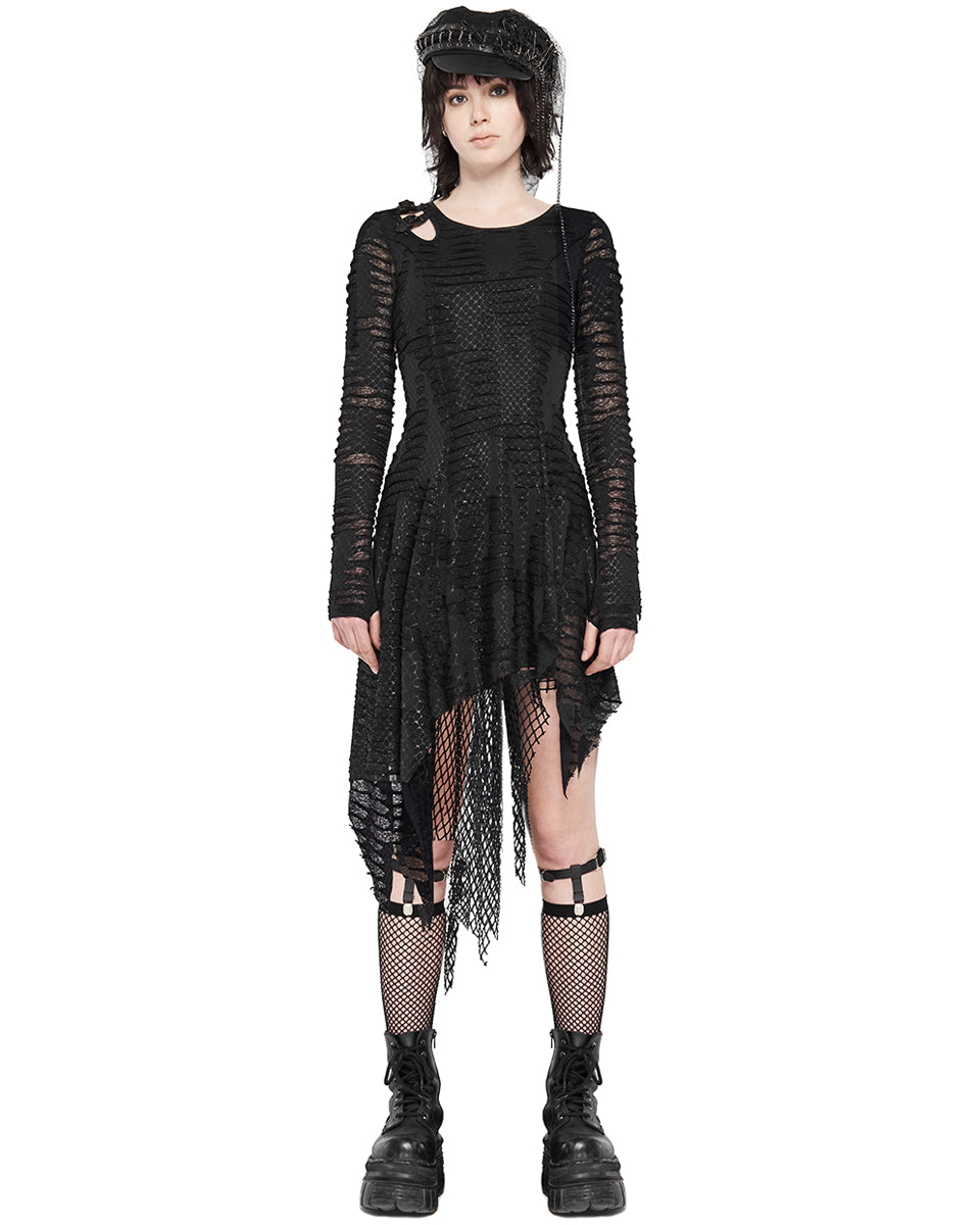 WQ-479 Womens Dark Apocalyptic Layered Mesh Dress