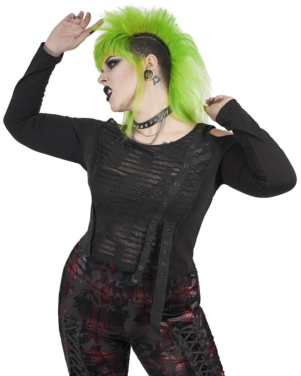 DT-668 Plus Size Scorched Earth Womens Apocalyptic Punk Top