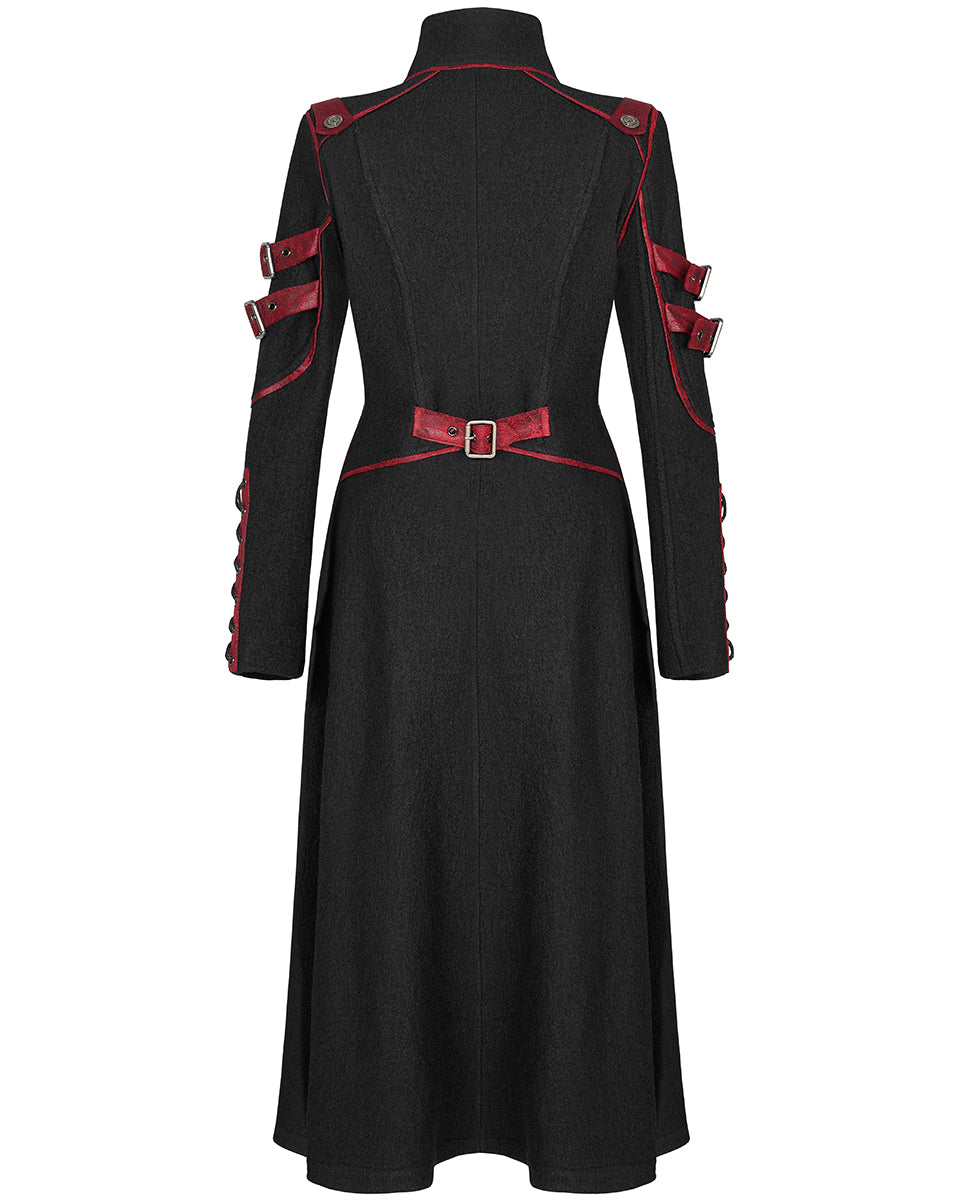 WY-1302 Insurrectine Womens Cyberpunk Coat - Black & Red