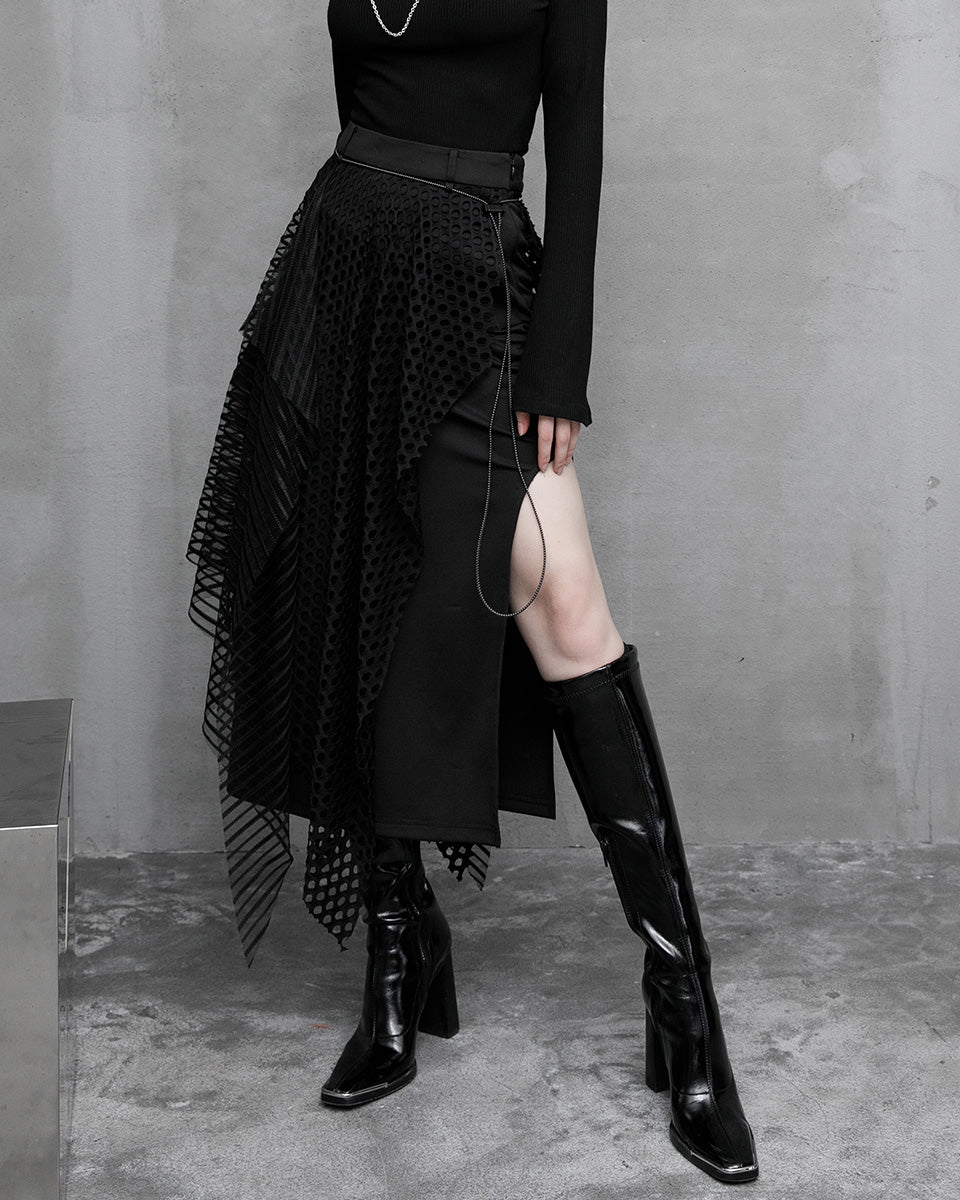 OPQ925 Daily Life ElectroBionic Layered Split Leg Skirt