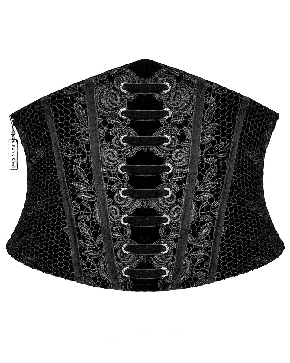 WS-426 Lenore Gothic Cincher Corset - Black Velvet