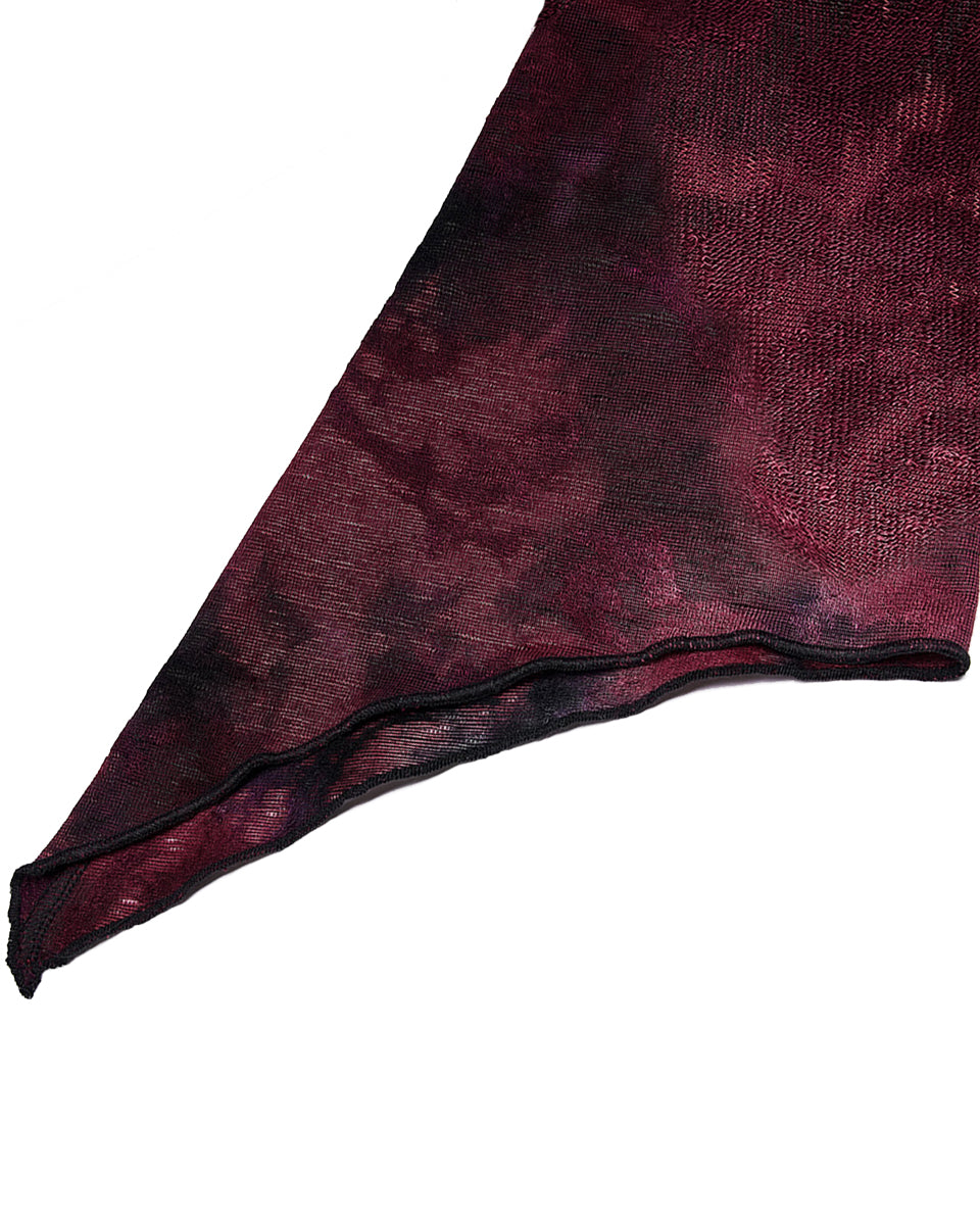 WY-1392 Womens Gothic Tie Dye Hooded Cloak Jacket - Black & Red