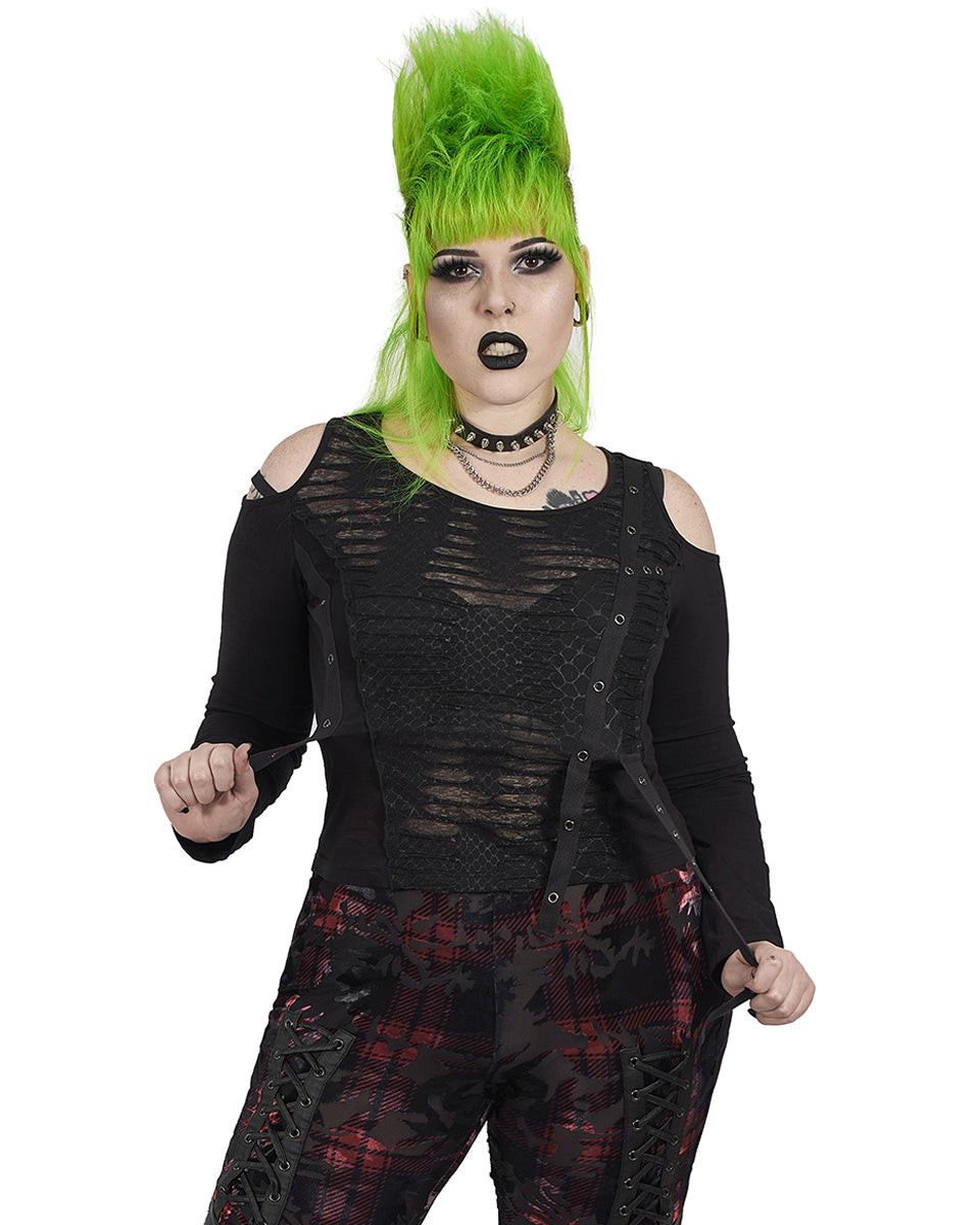 DT-668 Plus Size Scorched Earth Womens Apocalyptic Punk Top