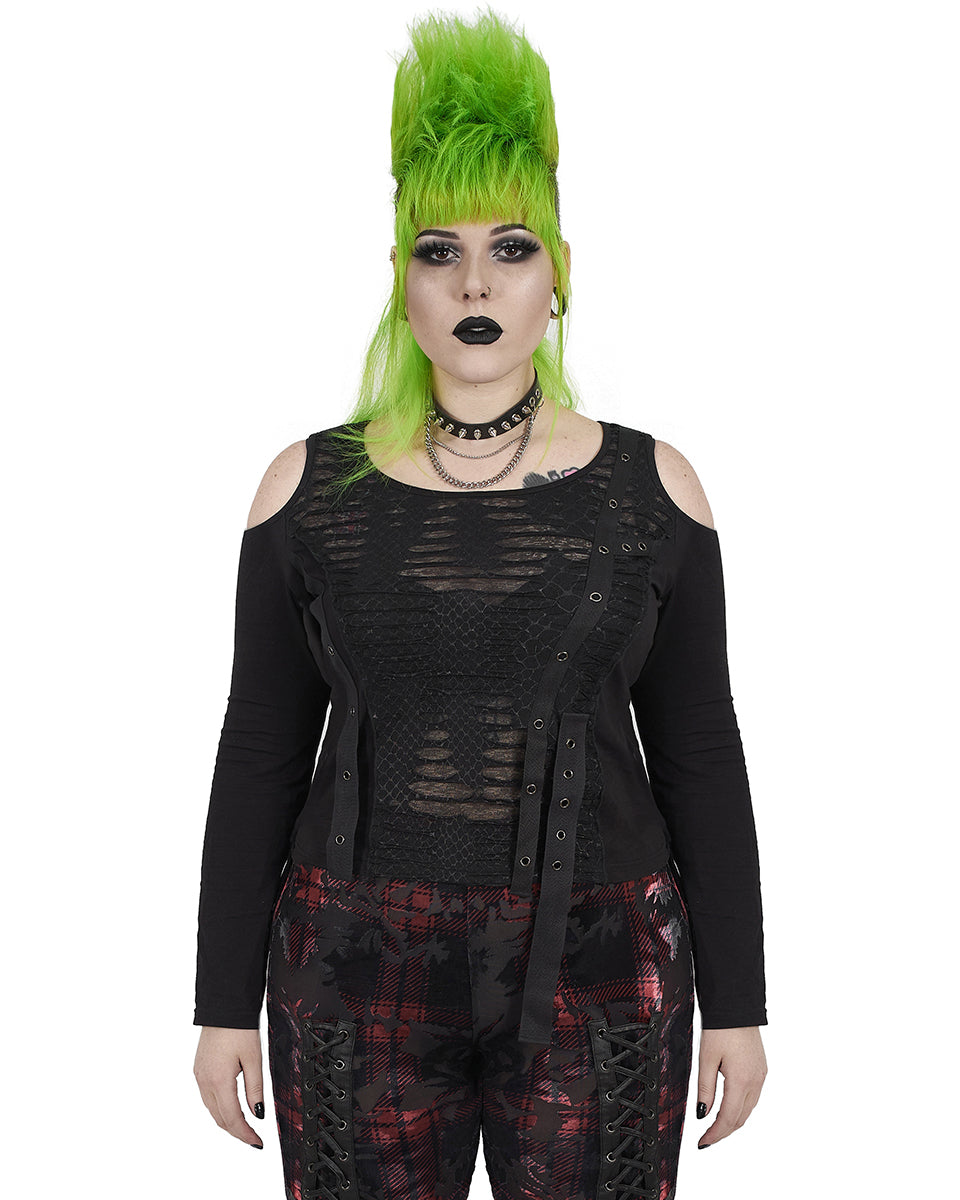 DT-668 Plus Size Scorched Earth Womens Apocalyptic Punk Top