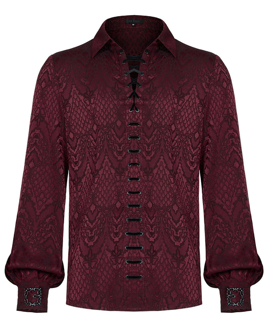 WY-1279 Mens Serpentine Gothic Dandy Shirt - Red