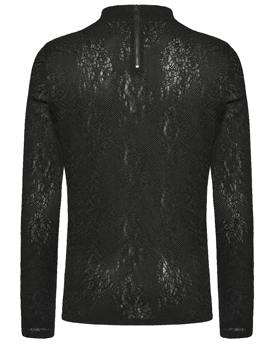 PR-WT-826TCM-BKM Mens Gothic Textured Knit  Top