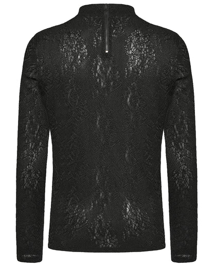 PR-WT-826TCM-BKM Mens Gothic Textured Knit  Top