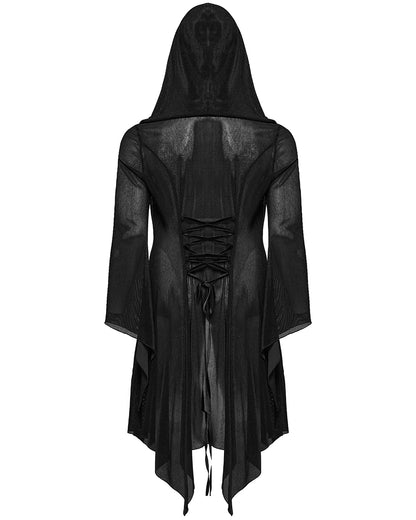 DY-1627XCF Plus Size Womens Gothic Witch Layered Mesh Hooded Cardigan