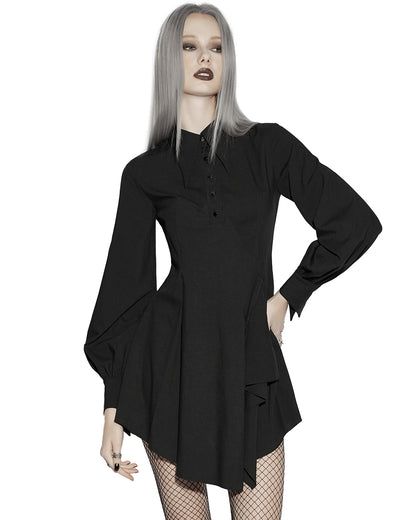 PR-OPQ-934LQF-BKF Daily Life Womens Gothic Witch Asymmetric Shirt Dress