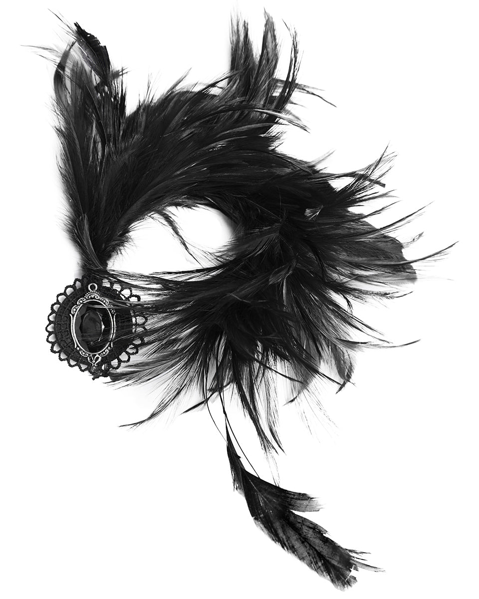 WS-683LHF Womens Gothic Hair Barette With Black Feathers