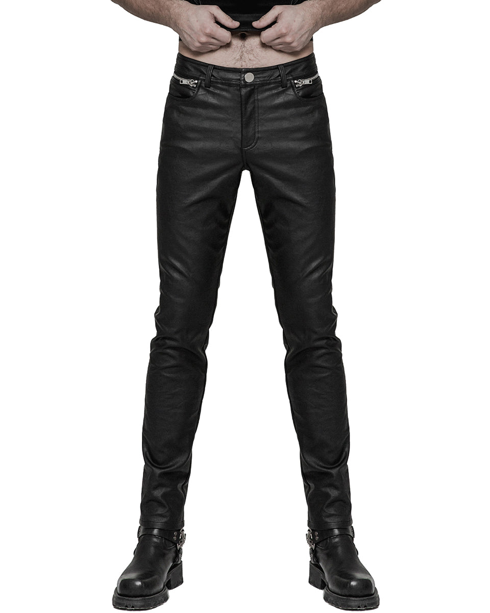 Mens fake leather store pants