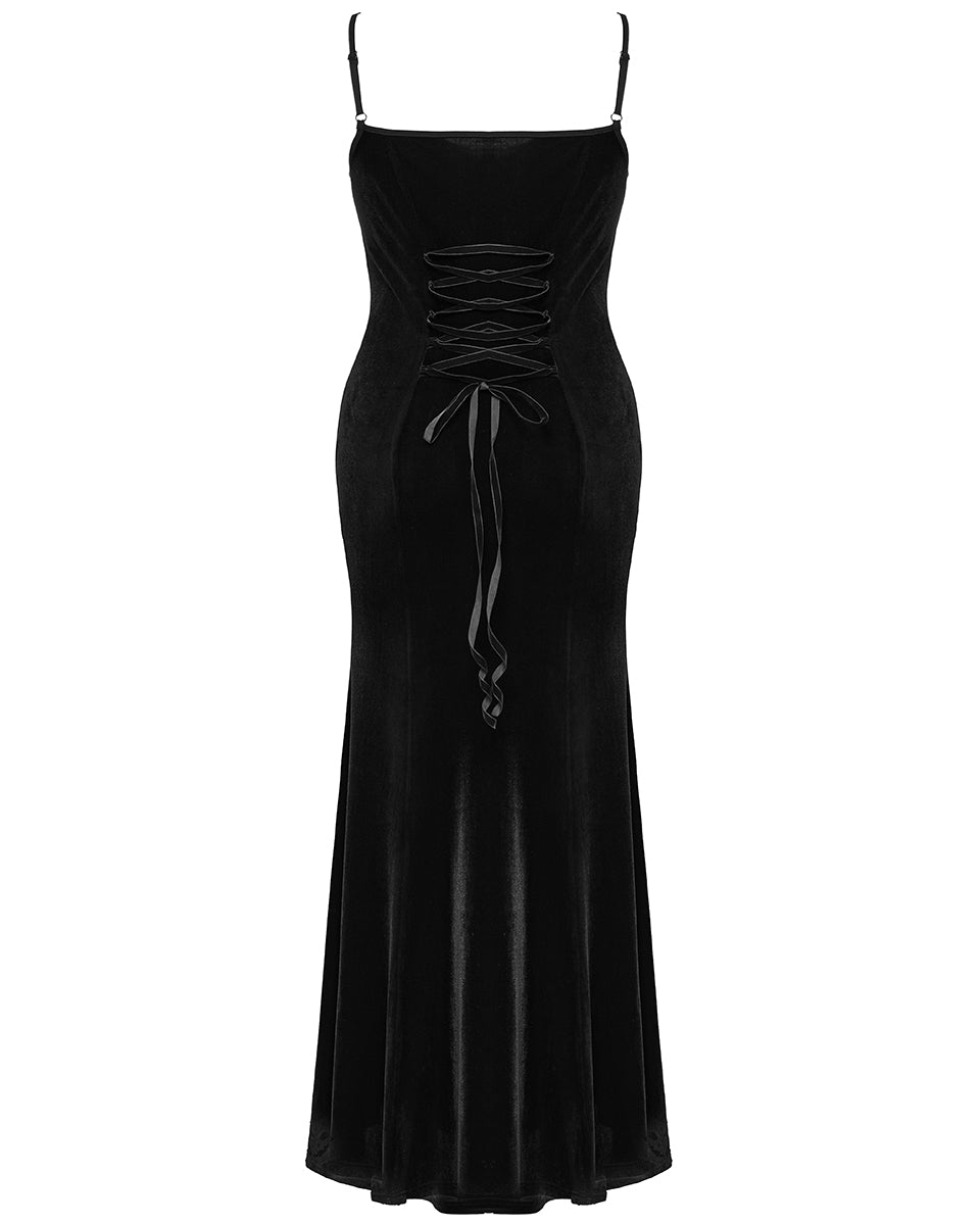 DQ-731LQF Plus Size Womens Gothic Velvet & Lace Dark Hearts Maxi Dress