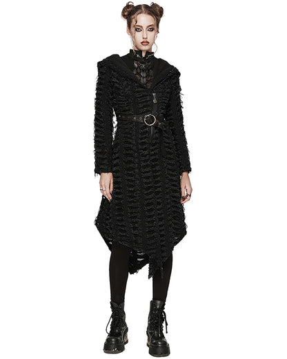 WY-1588XCF-BKF Daily Life Gothic Dystopian Decay Hooded Coat