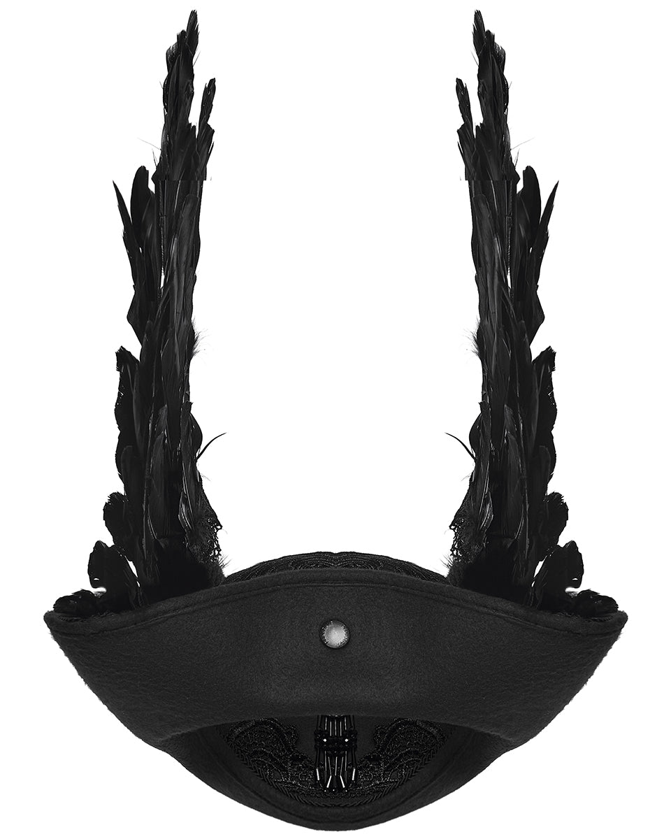 WS-805MZ Unisex Gothic Dark Demon Feathered Wings Tricorn Hat