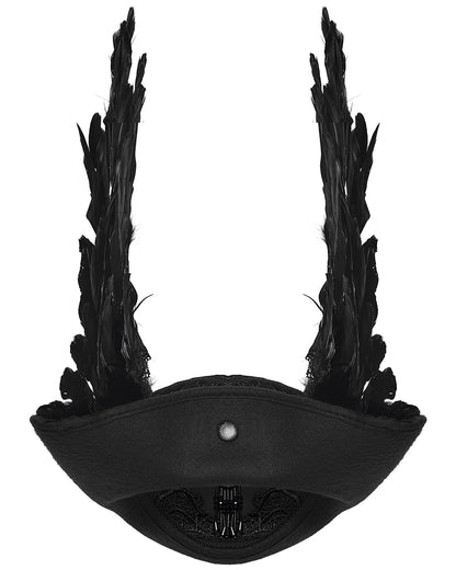 WS-805MZ Unisex Gothic Dark Demon Feathered Wings Tricorn Hat