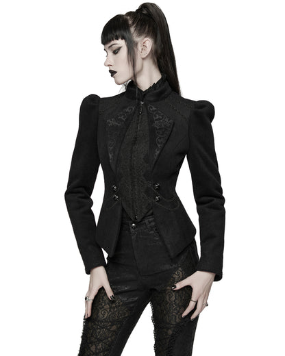 WY-1841EDF Womens Gothic Embroidered Victorian Woolen Riding Jacket