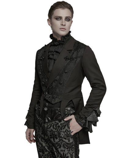 WY-1791LDM Mens Elegant Gothic Gentleman Embroidered Tailcoat Dress Jacket