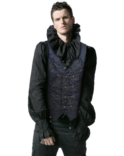 Y-452 Alcazar Mens Waistcoat Vest - Blue Damask