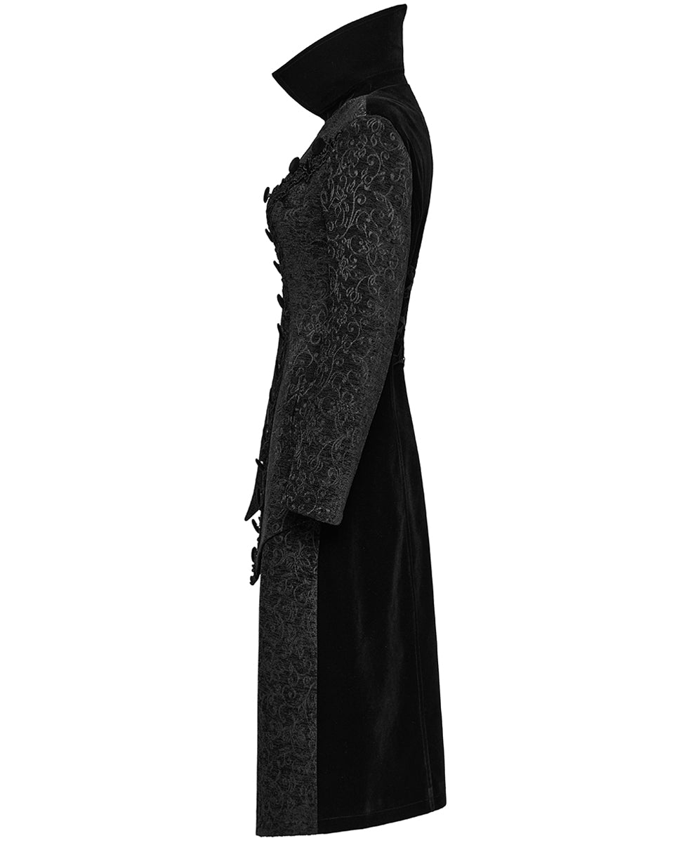 PR-WY-1530XCF-BKF Womens Avant Gothic Asymmetric Velvet Coat
