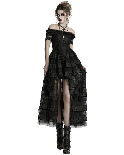 WQ-754LQF-BKF Womens Long Gothic Steampunk Cameo Prom Wedding Dress
