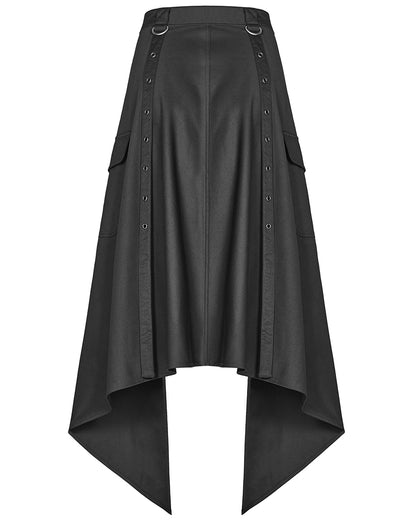 OQ-380 Womens Cyberpunk Gothic Ninja Open Front Half Skirt