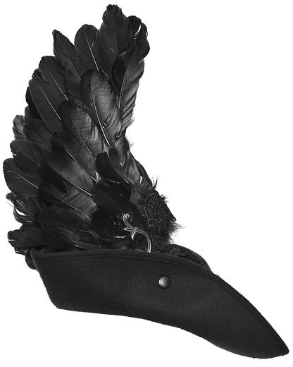 WS-805MZ Unisex Gothic Dark Demon Feathered Wings Tricorn Hat