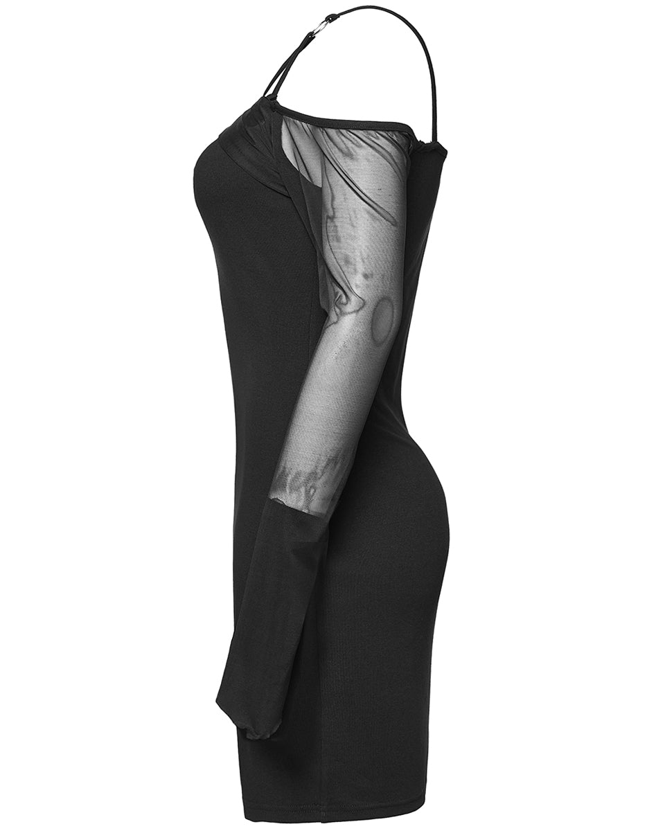 WQ-648LQF-BKF Daily Life Asymmetric Gothic Bodycon Dress