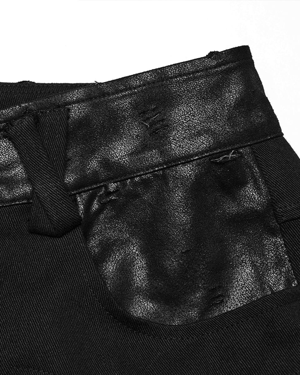 WK-713XCM-BKM Mens Apocalyptic Punk Studded Dark Street Pants