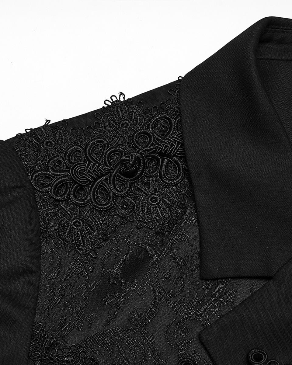 WY-1791LDM Mens Elegant Gothic Gentleman Embroidered Tailcoat Dress Jacket