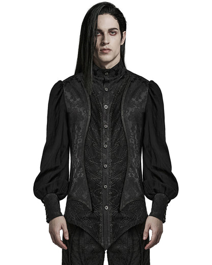 PR-Y1483-BKM Mens Sinisteria Gothic Jacquard & Spider Web Dress Shirt