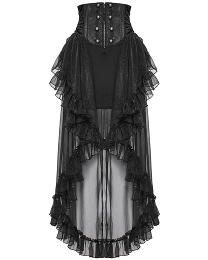 WQ-845BQF-BKF Womens Long Romantic Gothic Layered Chiffon Corset Skirt