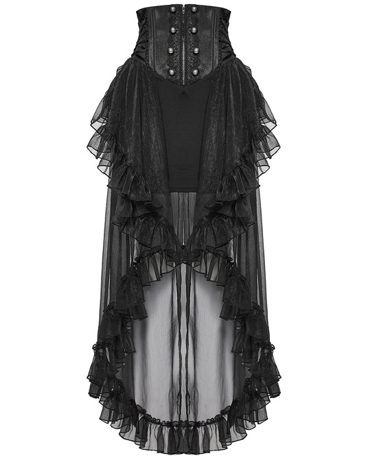 WQ-845BQF-BKF Womens Long Romantic Gothic Layered Chiffon Corset Skirt