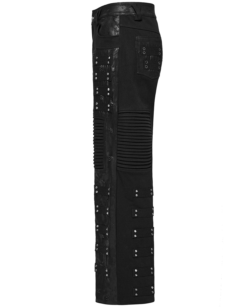 WK-713XCM-BKM Mens Apocalyptic Punk Studded Dark Street Pants