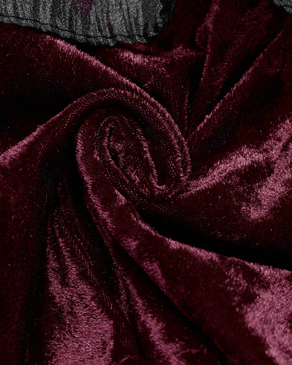 OY-1750DPF Daily Life Womens Gothic Crushed Velvet & Lace Bolero Cape - Red