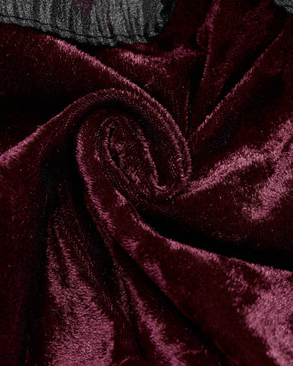 OY-1750DPF Daily Life Womens Gothic Crushed Velvet & Lace Bolero Cape - Red
