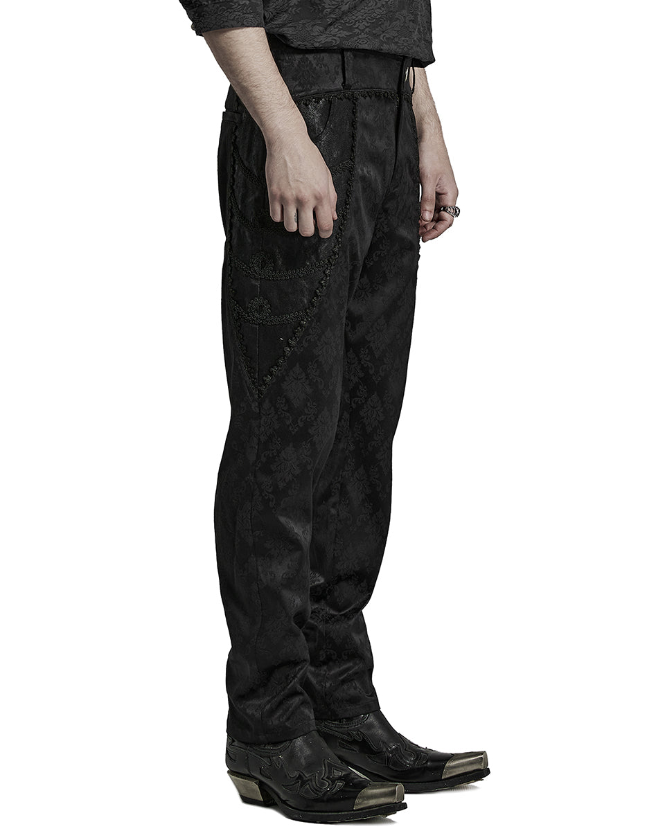 PR-K560-BKM Mens Gothic Aristocrat Jacquard Dress Pants