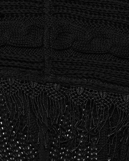 OM-089KMF Daily Life Apocalyptic Gothic Spliced Shredded Knit Hooded Cardigan Jacket