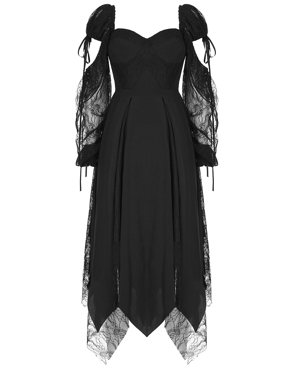 OPQ-1238 Daily Life Urban Occult Gothic Lace Contrast Maxi Dress